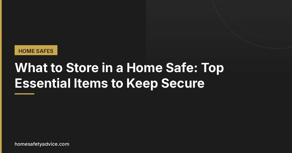 What to Store in a Home Safe: Top Essential Items to Keep Secure